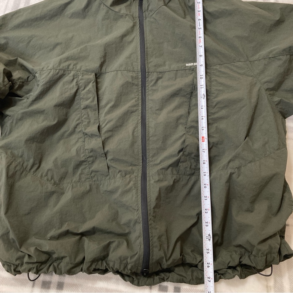 Ocean Pacific Men’s Windbreaker Jacket Green with Stand-Up Collar Hooded Sz L - Picture 14 of 16